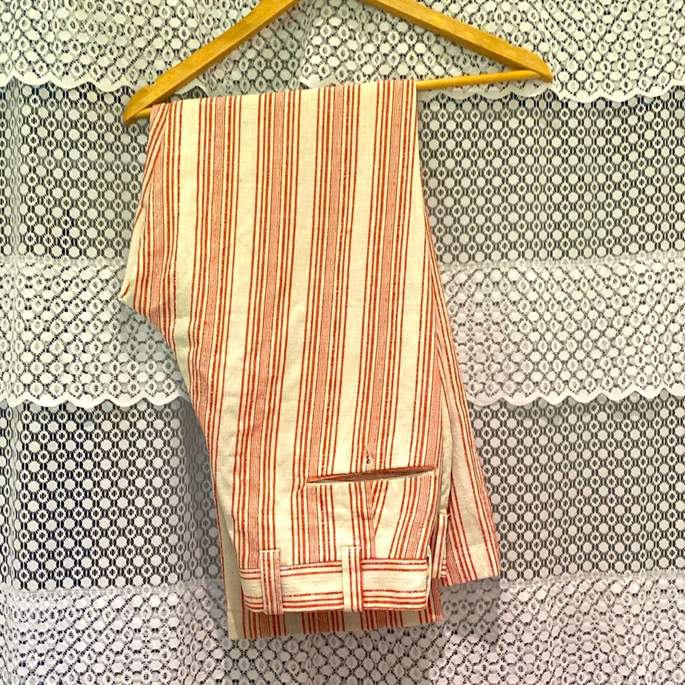 Lovely Vintage Riviera Cream and Red Striped Trousers. Sz 10.